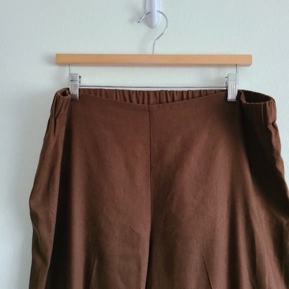 NWT J. Jill Linen Kona‎ Stretch Brown Straight Leg Trousers summer career 4X - Picture 3 of 13